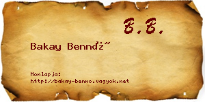 Bakay Bennó névjegykártya